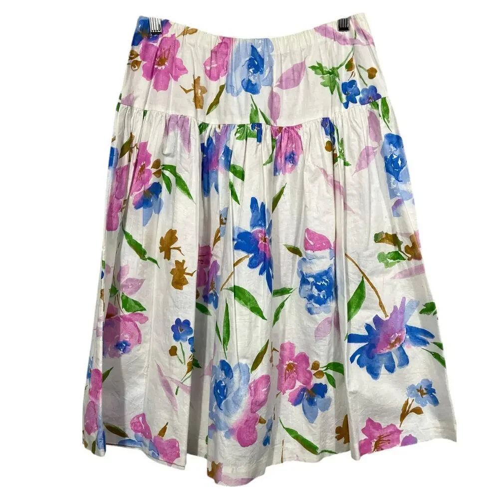 Vintage Women’s Watercolor Long Skirt / Size-12P